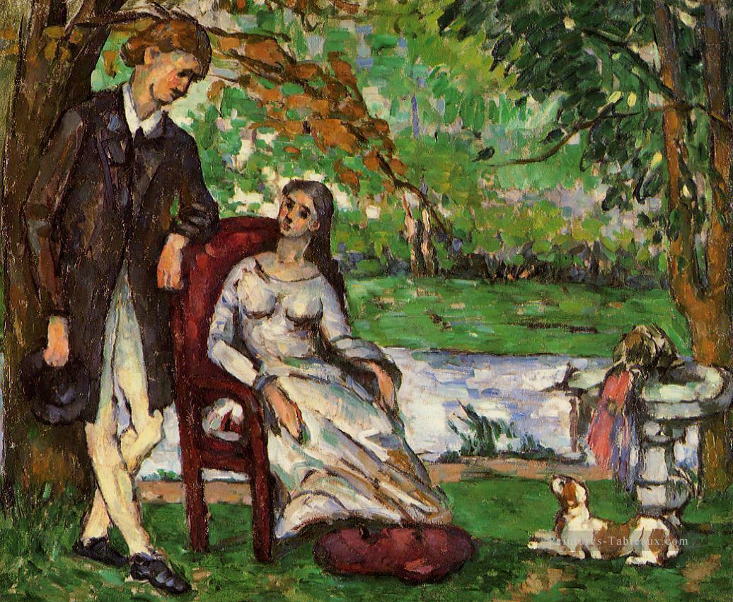 Couple dans un jardin Paul Cézanne Peintures à l'huile